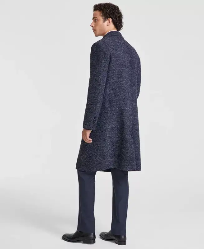 Men's Modern-Fit Blue Overcoat - 2