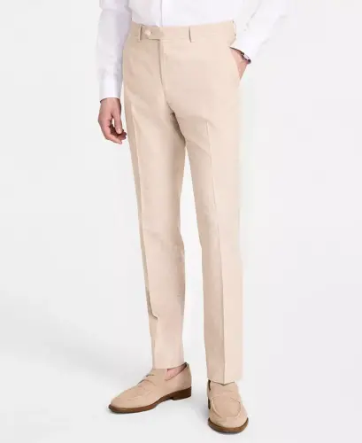 Men's Modern-Fit Linen Pants-Light Tan 