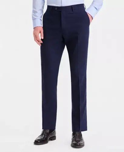 Men's Modern-Fit Linen Pants-Navy - 4