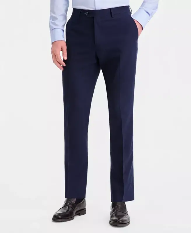 Men's Modern-Fit Linen Pants-Navy - 4