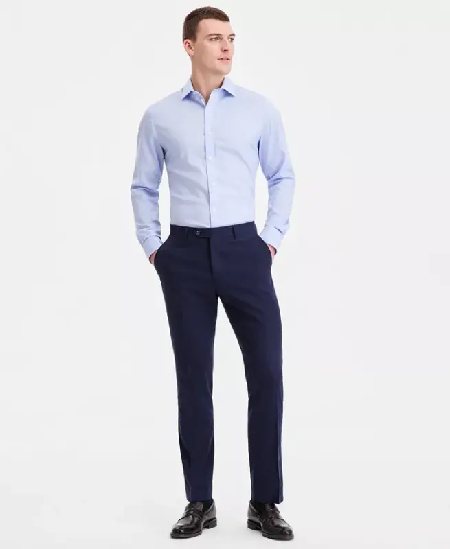 Men's Modern-Fit Linen Pants - Navy - 1