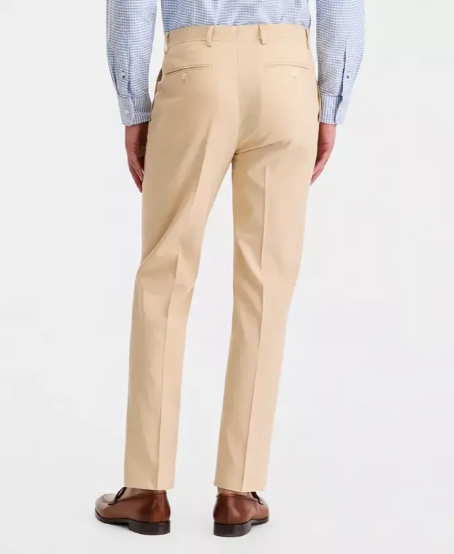 Men's Modern-Fit Linen Pants - Tan Solid Light - 4