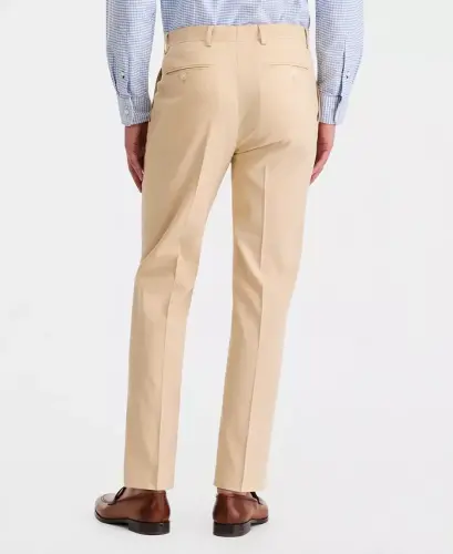 Men's Modern-Fit Linen Pants - Tan Solid - 4