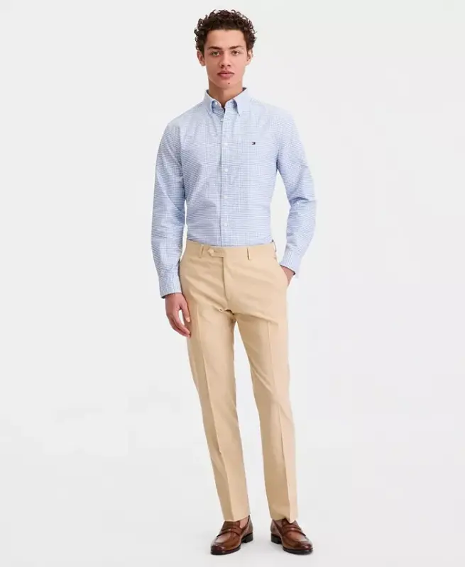 Men's Modern-Fit Linen Pants - Tan Solid Light - TOMMY HILFIGER