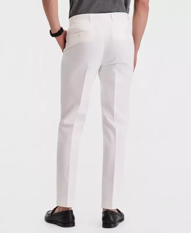 Men's Modern-Fit Linen Pants-White - 2