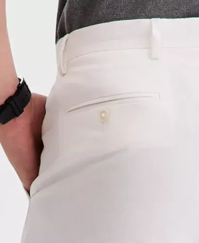 Men's Modern-Fit Linen Pants-White - 3