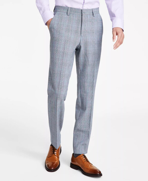 Men's Modern-Fit Plaid Suit Pants Medium Grey - 9