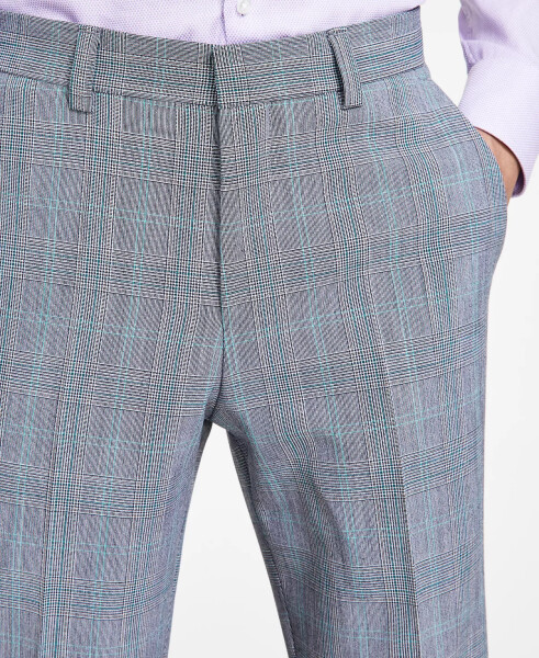 Men's Modern-Fit Plaid Suit Pants Medium Grey - 11