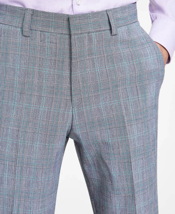 Men's Modern-Fit Plaid Suit Pants Medium Grey - 4