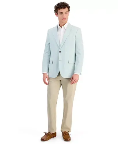 Men's Modern-Fit Seersucker Blazer - Green - 3