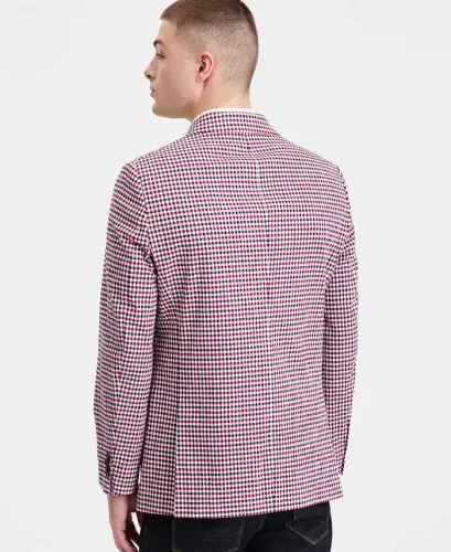 Men's Modern-Fit Seersucker Blazer - Red Check - 3