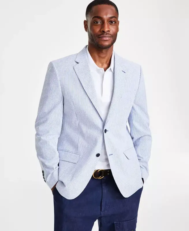 Men's Modern-Fit Seersucker Sport Coats - NAUTICA