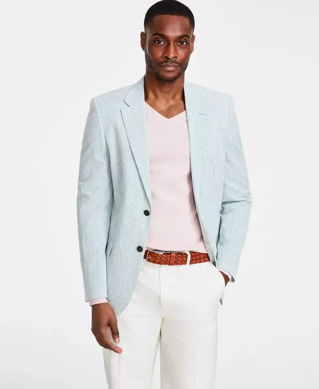 Men's Modern-Fit Seersucker Sport Coats - NAUTICA