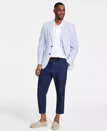 Men's Modern-Fit Seersucker Sport Palto - 3