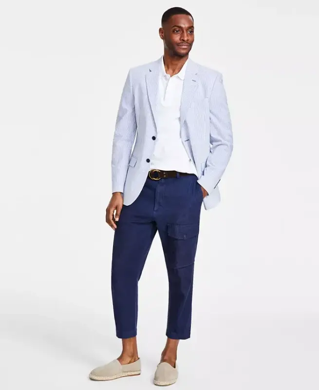 Men's Modern-Fit Seersucker Sport Palto - 3