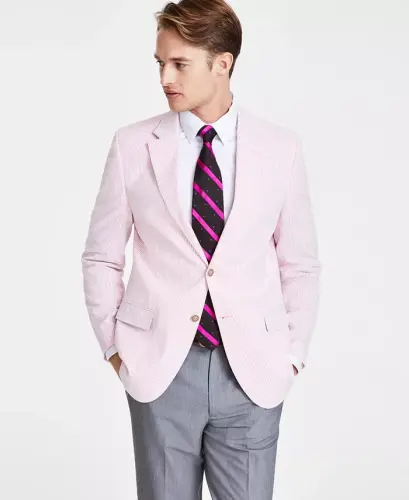 Men's Modern-Fit Seersucker Sport Palto 