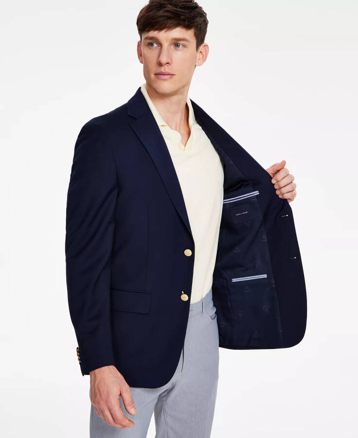 Men's Modern-Fit Solid Navy Blazer - 13