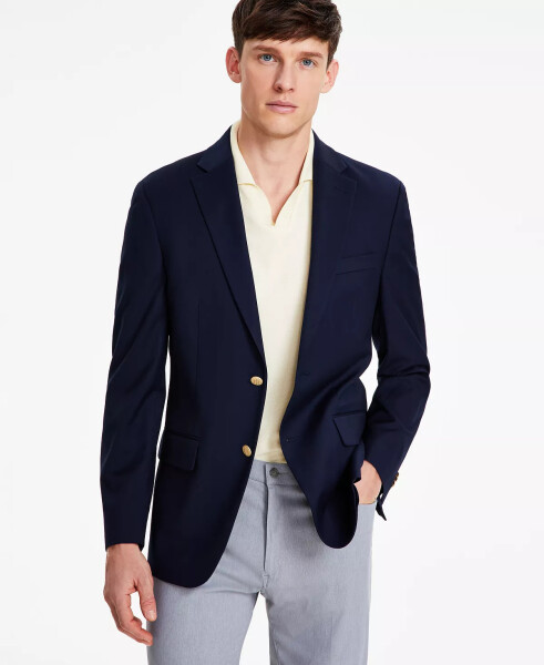 Men's Modern-Fit Solid Navy Blazer - 3