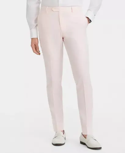 Men's Modern-Fit Solid Seersucker Pant - PINK/WHITE - 5