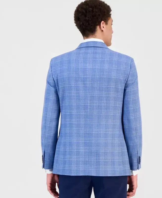 Men's Modern-Fit Sport Coat - Blue Plaid - 4