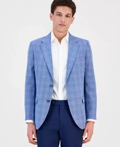 Men's Modern-Fit Sport Coat - Blue Plaid 