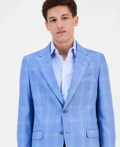Men's Modern-Fit Sport Coat - Light Blue Plaid - NAUTICA (1)