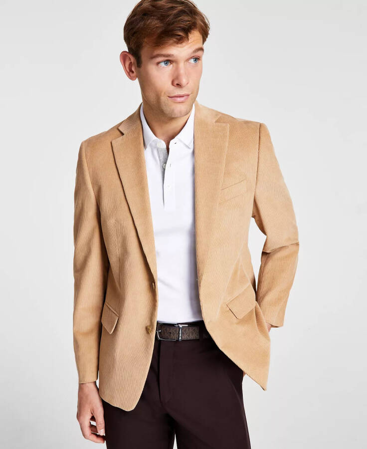 Men's Modern-Fit Stretch Corduroy Solid Sport Coat Camel - 1