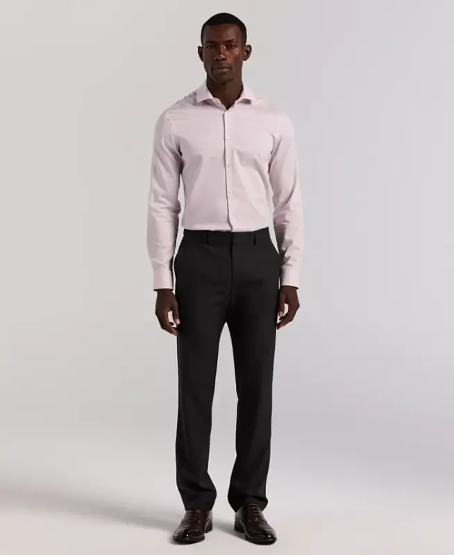 Men's Modern-Fit Stretch Solid Resolution Pants-Black Check Pattern - 2