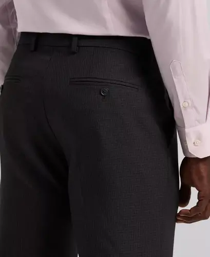 Men's Modern-Fit Stretch Solid Resolution Pants-Black Check Pattern - 3