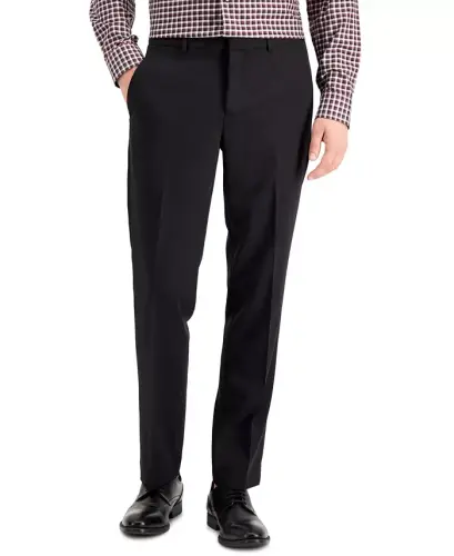 Men's Modern-Fit Stretch Solid Resolution Pants-Black Solid 