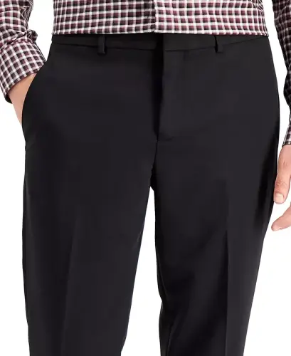 Men's Modern-Fit Stretch Solid Resolution Pants-Black Solid - 3
