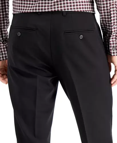 Men's Modern-Fit Stretch Solid Resolution Pants-Black Solid - 4
