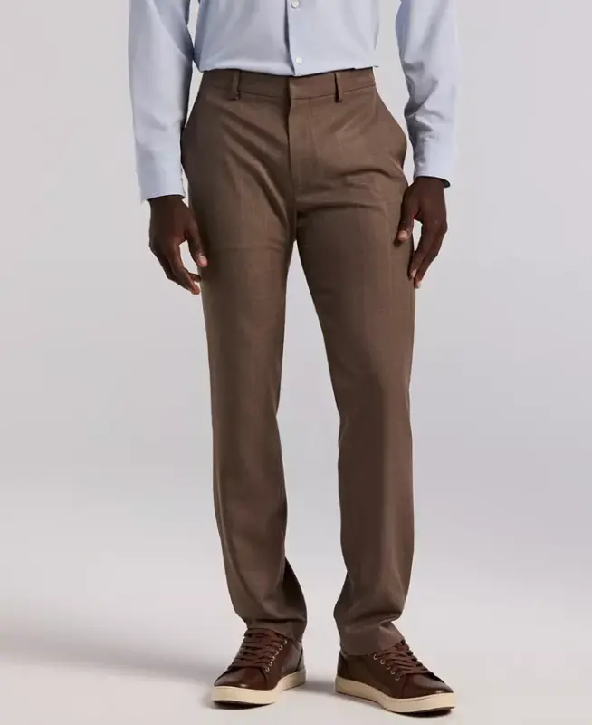 Men's Modern-Fit Stretch Solid Resolution Pants - Rain Drum - 1