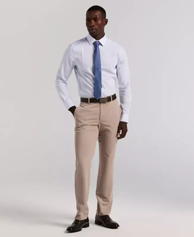 Men's Modern-Fit Stretch Solid Resolution Pants-Stone - 1