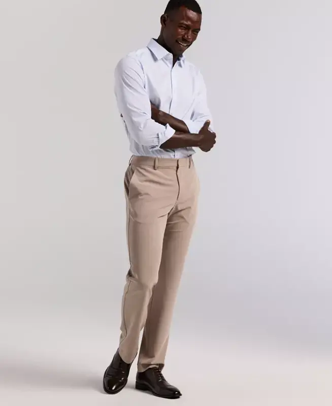 Men's Modern-Fit Stretch Solid Resolution Pants-Stone - 2