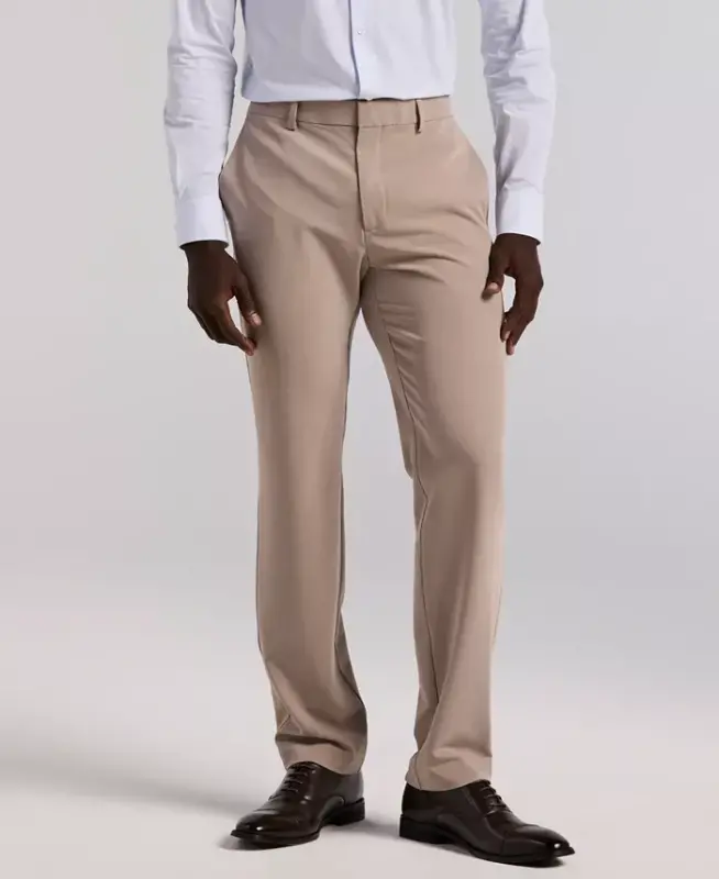 Men's Modern-Fit Stretch Solid Resolution Pants-Stone - 3