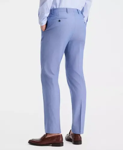 Men's Modern-Fit TH Flex Stretch Chambray Suit Separate Pants-Blue - 3