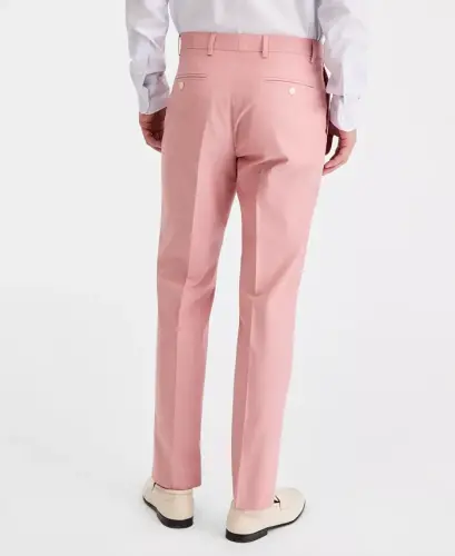 Men's Modern-Fit TH Flex Stretch Chambray Suit Separate Pants - Pink - 4