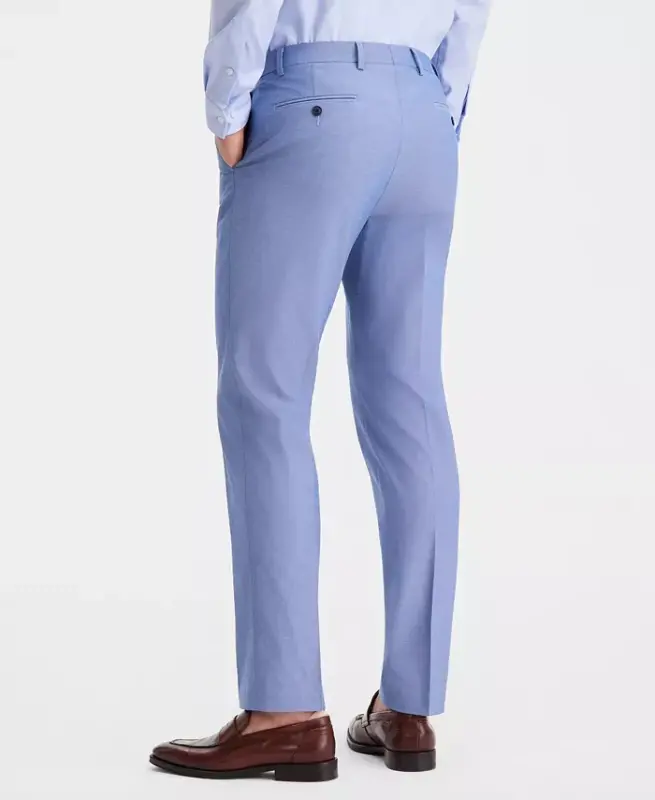 Men's Modern-Fit TH Flex Stretch Chambray Suit Separate Pants - Pink - 6
