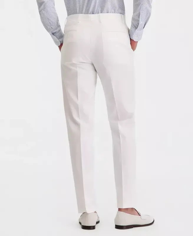 Men's Modern-Fit TH Flex Stretch Chambray Suit Separate Pants-White - 1