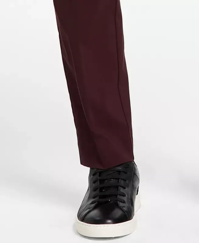 Men's Modern-Fit TH Flex Stretch Solid Performance Pants - Burgundy - 7