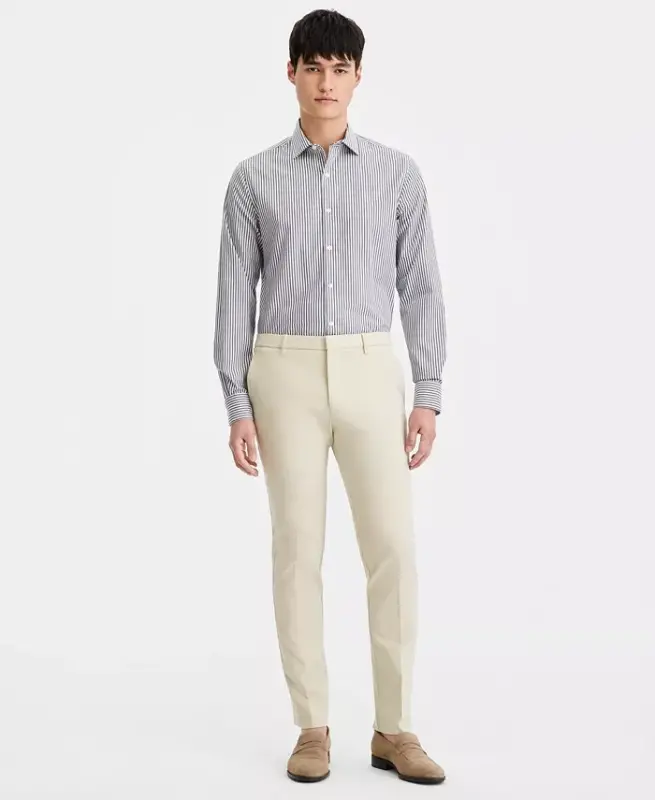 Men's Modern-Fit TH Flex Stretch Solid Performance Pants - CREAM - TOMMY HILFIGER