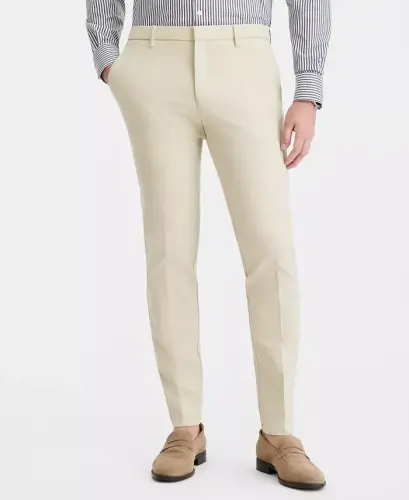 Men's Modern-Fit TH Flex Stretch Solid Performance Pants - CREAM - 3