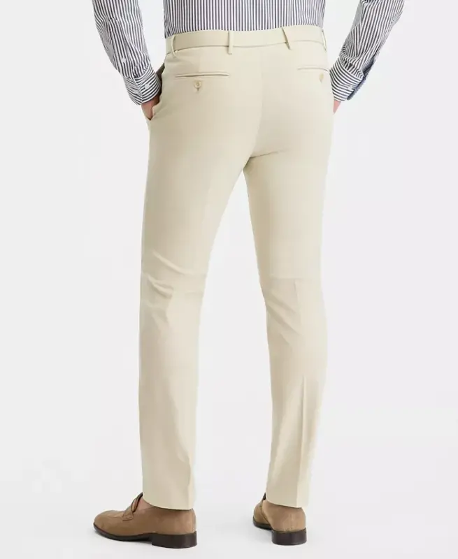 Men's Modern-Fit TH Flex Stretch Solid Performance Pants - CREAM - 4