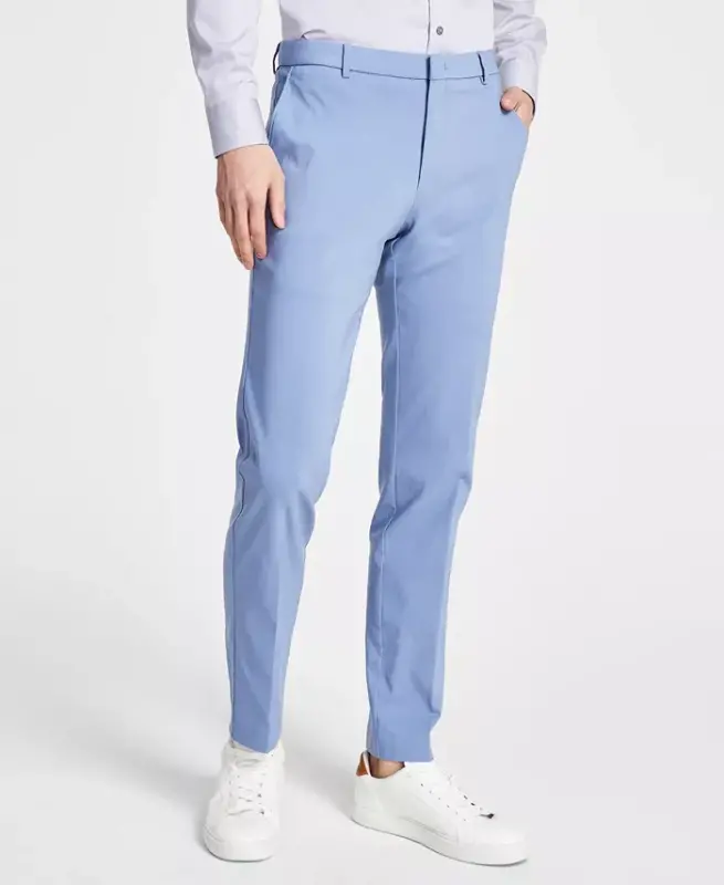 Men's Modern-Fit TH Flex Stretch Solid Performance Pants-Light Blue - 2