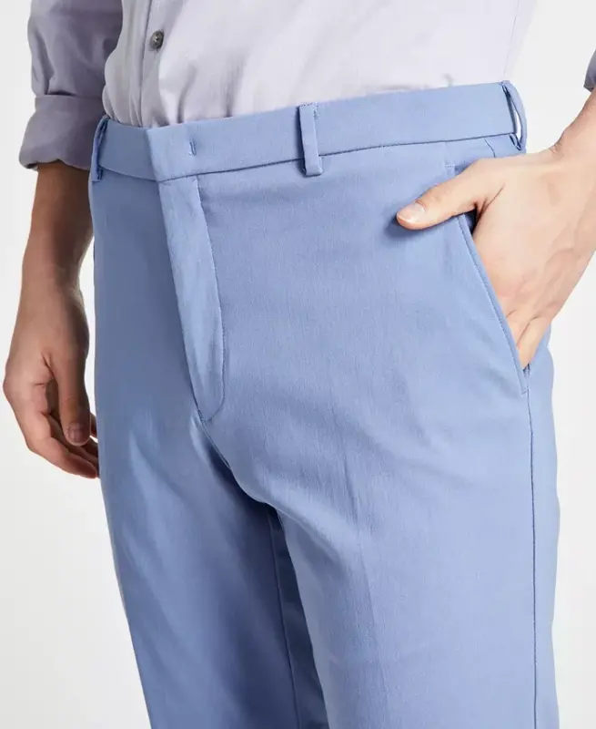 Men's Modern-Fit TH Flex Stretch Solid Performance Pants-Light Blue - 4