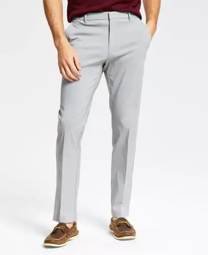 Men's Modern-Fit TH Flex Stretch Solid Performance Pants-Light Grey - TOMMY HILFIGER (1)