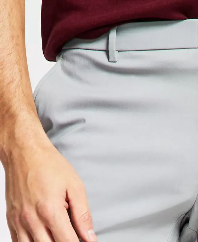 Men's Modern-Fit TH Flex Stretch Solid Performance Pants-Light Grey - 6