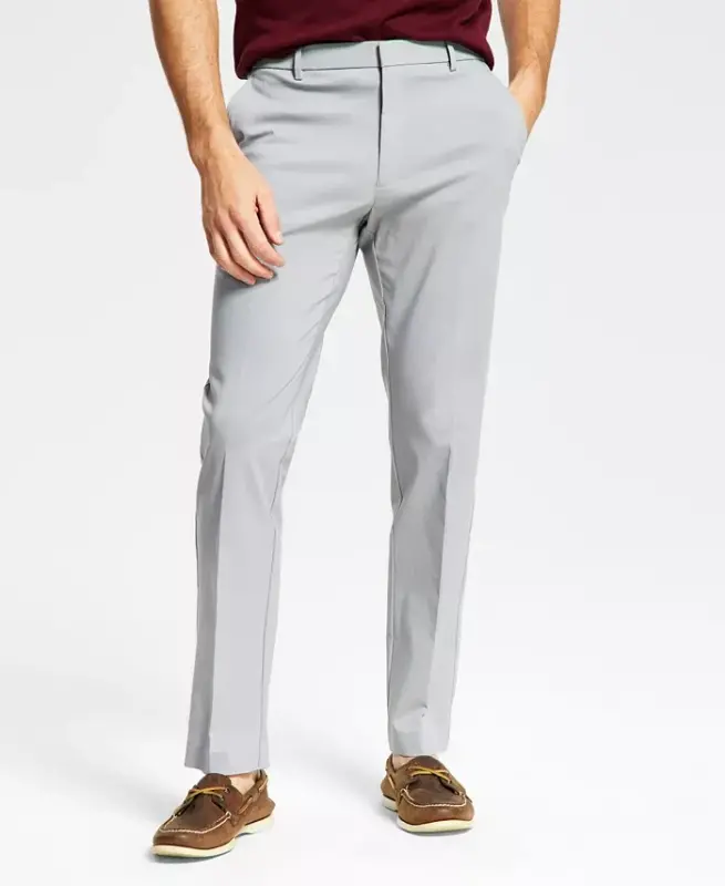 Men's Modern-Fit TH Flex Stretch Solid Performance Pants-Light Grey - 2