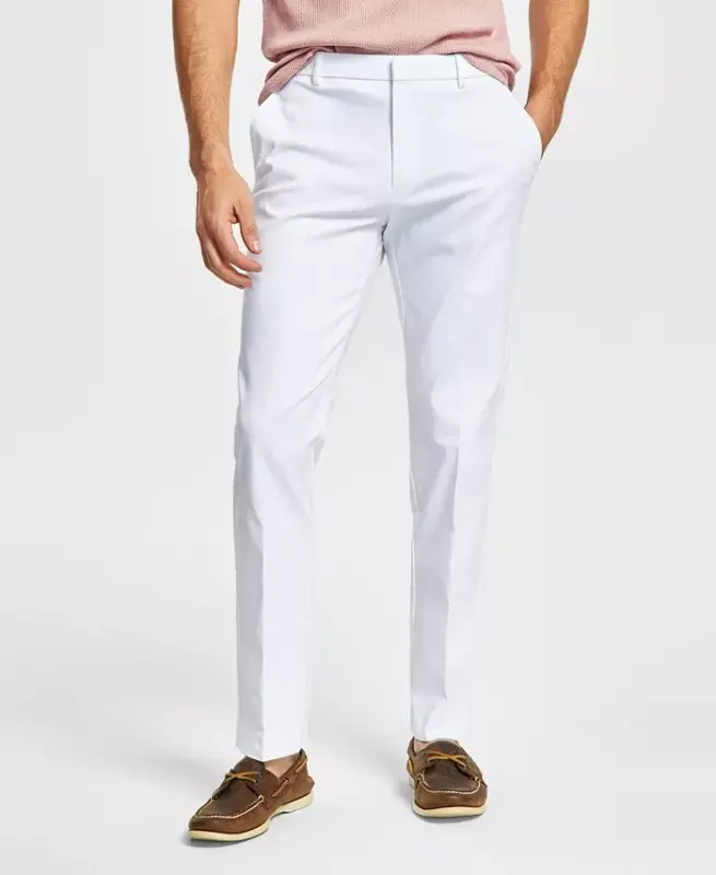 Men's Modern-Fit TH Flex Stretch Solid Performance Pants-White - 2